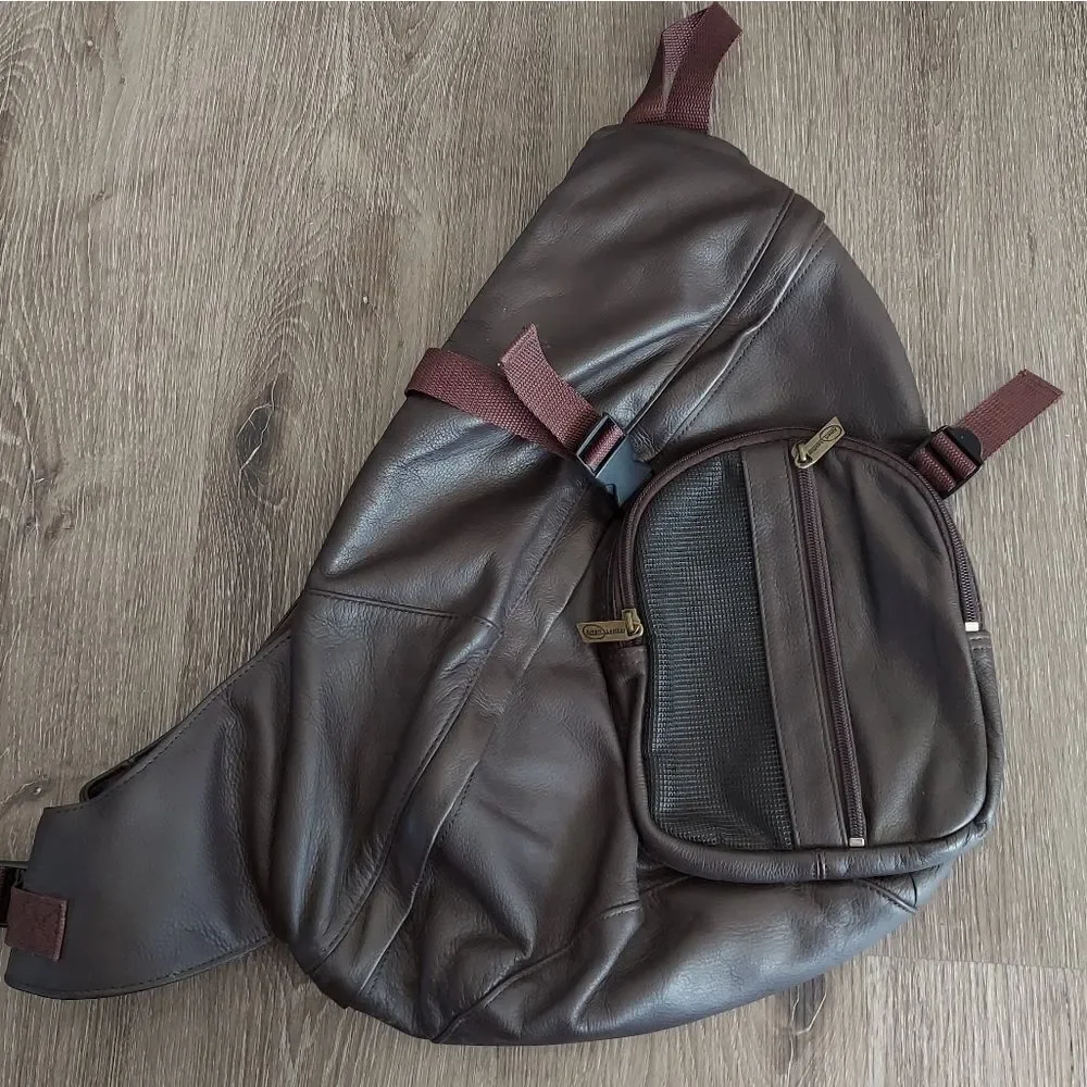 Ameri Leather Brown Crossbody Sling Bag